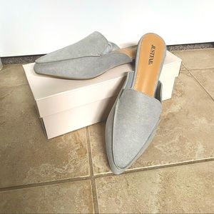 Justfab Grey Slip-On Mule Flats